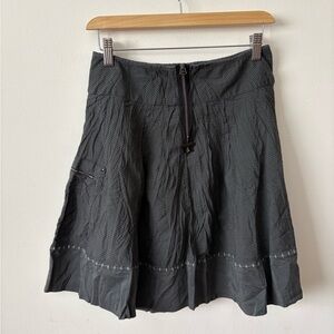 Cop.Copine Black Textured A-Line Mini Skirt with Front Zip